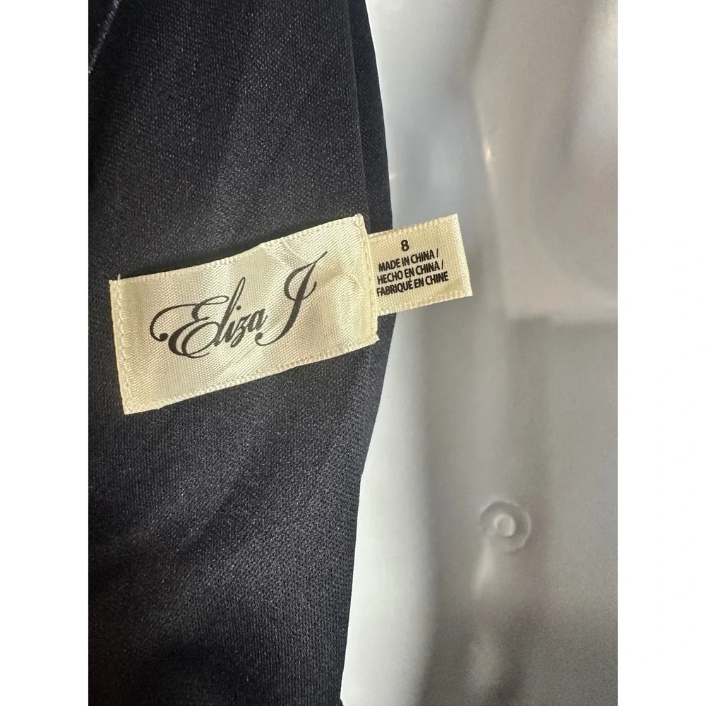 Eliza J Navy Blue Velvet Halter Neck Maxi Gown EJ1M9028 Womens 8 NWT - Picture 10 of 10